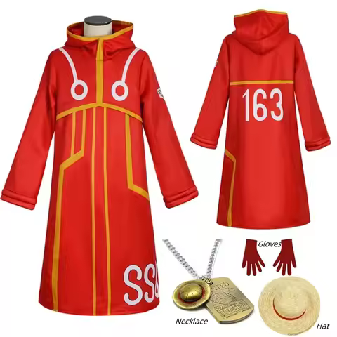 New Egghead Island Costume Monkey D Luffy Robe Cosplay Costume Luffy Jacket Coat Hat Outfit Hallowee