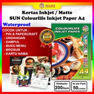A4 Matte Inkjet Paper - SUN Colourlife Inkjet Paper A4 (Doff / Matte) Single Side / Double Side (Sup