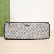 GUCCI 烏木色PVC老花領帶包手拿包肩背包