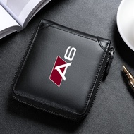 For Audi A6 A5 A4 A3 A7 A8 Q3 Q5 Q7 Q8 Accessories PU Leather Wallet Credit Card Cover Alloy Key Zipper Driving Documents Case