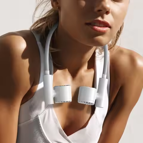 Hands-free Neck Band Hanging USB Rechargeable Dual Fan Mini Air Cooler Summer