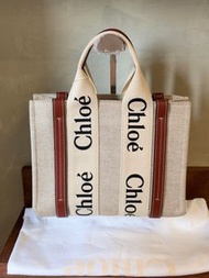 Chloe Small Woody 小號 棉質帆布拼小牛皮 托特包 手袋