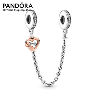 Pandora Silver Heart and infinity sterling silver and Pandora Rose safety chain with clear cubic zirconia เครื่องประดับ เซฟตี้ชาร์ม ชาร์มสีเงิน สีเงิน ชาร์มเงิน ชาร์มสร้อยข้อมือ