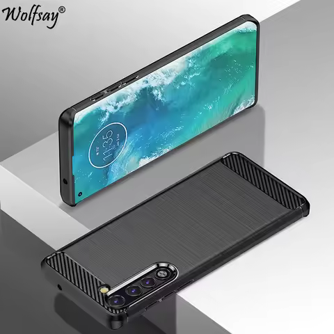 For Motorola Edge Case Bumper Rubber Silicone Carbon Fiber Back Cover For Moto Edge Edge+ Back Case