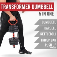 5 in 1 Dumbbell Set with Kettlebell Handle Bar ( 20kg / 30kg / 40kg)