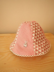 北歐風粉色兔子刺繡 雙面防風防曬帽子 適合嬰兒小孩成人