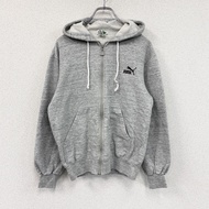 PUMA全拉鍊連帽衫，灰色，M 碼（古著）