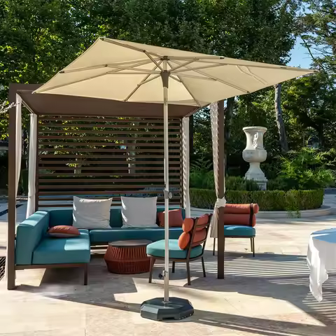 4 Ribs Patio Umbrella Cloth Without Stand 2x2M Parasol Umbrella Replacement Canopy Cover Outdoor Mar
