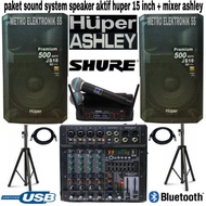 Paket Sound System Huper 15 Inch Mixer Ashley Original