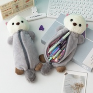 Cute Sea Otter Cute Pencil Cases Funny Plush Zipper Pen Bag Stationery Storage Bag Zero Wallet Cartoon Pencil Pouch Clutch Bag