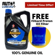 Caltex Havoline Mineral 20W50 4L (FOC FilGard Proton 58281 Oil Filter) - Caltex Car Engine Oil