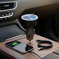 Super Fast Car Charger Adapter 6-in-1, USB-C with Volt Display, for iPhone 16/15 Pro Max & Samsung  