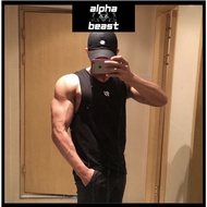 ALPHA BEAST Quick Dry Men Singlet Sleeveless Microfiber Singlet Gym Shirt Fitness Tank Top Baju Lela