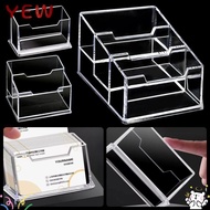YYE 1Pcs Bussiness Card Holder,  Transparent Display Stand Business Card Box, Acrylic Plastic School