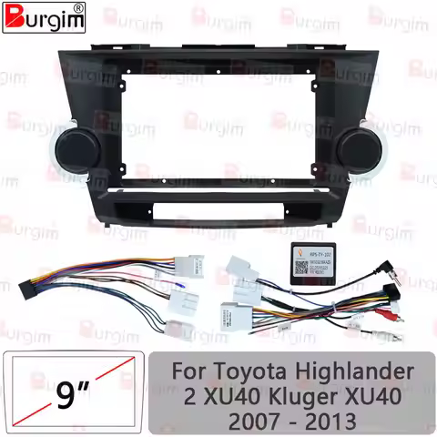 Car Radio Fascias Frame For Toyota Highlander 2 XU40 Kluger 2007-2013 9 inch 2DIN Stereo Panel Harne