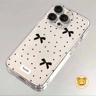 Korean Polka Dot Bow Clear Phone Case For Xiaomi 14 13 12 13T 12T 11T Mi 11 10 10T 9 Pro Lite Ultra 