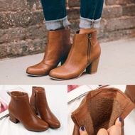 YG Inner Bristles Beautiful Legs Keep Warm While Gu Nordic Counter Square Toe Side Pull Ankle Boots 