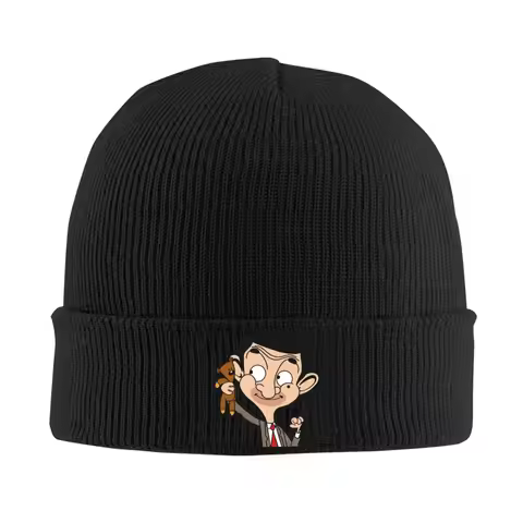 Mr Beans cartoon Knit Hat Beanie Winter Hats Warm Acrylic Color Caps Men Women Gift,
