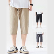 Plain Men Three Quarter Pants Breathable 3 Quarter Pants Korean Style Shorts