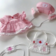 棉花娃娃10cm娃衣可爱小猫护士娃衣娃娃衣超萌背带裙Cotton Doll 10cm Dress Cute Kitten Protection20240718