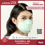 masker duckbill 4d 4 ply medis antivirus - absolute ( 2 pcs / sachet ) - mint green