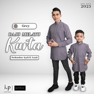 I.P Muslim❤️2025 GREY Baju Kurta Family Set Soft Cotton SlimFit/Size 0-4XL/Baju Raya Keluarga Sedond
