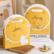 Moon Cake Box With Handle Yellow Rabbit 5 Pieces/Cookie 6 Cavities Pineapple Cookies Evergreen mooncake