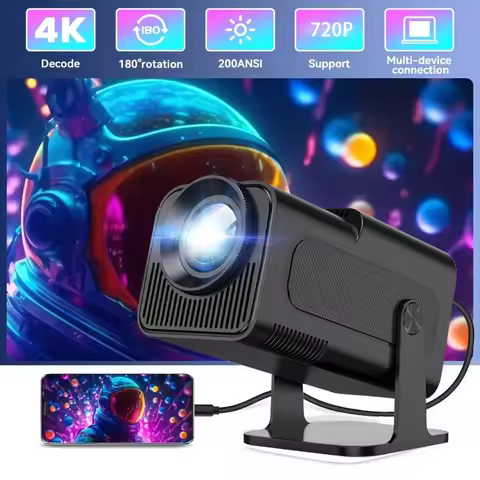 HY320 Portable 720P LED Projector, 200ANSI Lumens, 180° Adjustable Home Theater,Perfect Gift for Chr