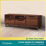 Flexidesignx Tv Cabinet 160cm Soft Close Door 1 Drawer Walnut console fit Up to 65inch Tv-LOTUS
