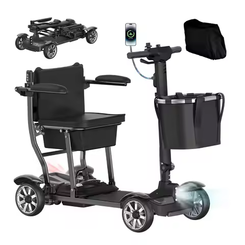 4 Wheel Motorized Mobility Scooter, 30Miles Electric Powered Mobility for Adults w/Dustproof Cover, 