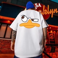 baju oversize lelaki M-8XL t shirt lelaki American Cartoon duck Printed T-Shirt Casual Short Sleeve 