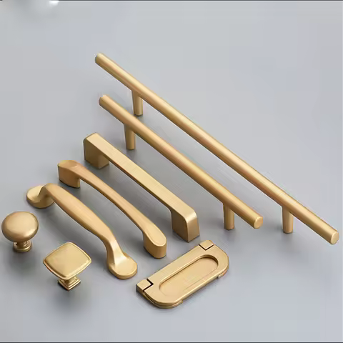 96mm/128mm/192mm American-style Aluminum Alloy Golden Cabinet Handles Drawers Door Handles Kitchen H