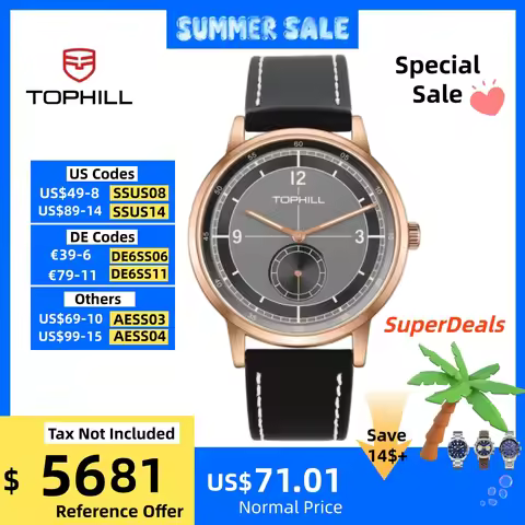 TOPHILL 40mm 1L45 Vintage Men's Watch Retro Business Design Japanese Quartz Movement Sapphire Glass 