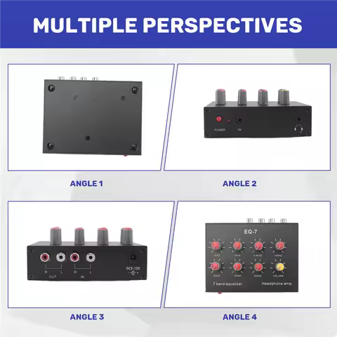 A12E-EQ-7 Car Audio Headset Amplifier 7-Band EQ Equalizer 2 Channel Audio Mixer Equalizer