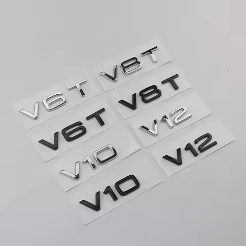 Hub Caps 2PCS V6T V8T Emblem ABS 3D Badge Leaf Label V10 V12 Side Label For Audi A4L A5 A6L A7 Q3 Q6