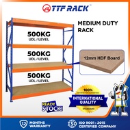 TTF Rack™️ (IHB) Ideal Longspan Shelving Rack (H)150-210cm 12mm HDF Board Medium Duty Rack 4 Levels 