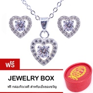 Tips Gallery ชุดเซ็ท สร้อยคอเงินแท้ 925 พร้อมจี้เงินแท้ 925 ประดับเพชร CZ Hearts & Arrows รุ่น TSS02