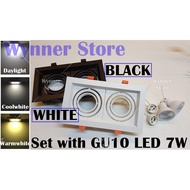 Eyeball Casing Led GU10 Bulb Ceiling Light Recess Spot Light Shape Double Holder Lampu Eyeball Downl