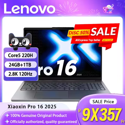 Lenovo 2025 NEW Xiaoxin Pro 16 Core5 220H 24GB +1TB 16inch 120Hz 2.8K OLED Screen Grey