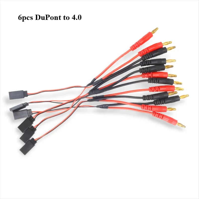 100%NEW 1/6Pcs DuPont to 4.0 RC Cables Futaba Style Receiver Plug to 4mm Banana Connector Battery Ch