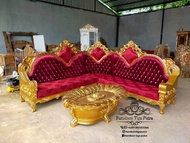 sofa sudut kayu jati / set sofa sudut ukiran jepara