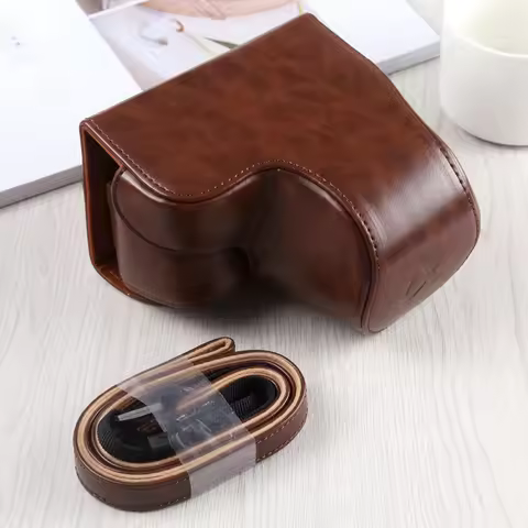 Full Body Camera PU Leather Case Bag with Strap for Sony A6400 / ILCE-A6400 Protective Case