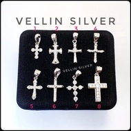 925 SILVER CROSS PENDANT WITH WHITE GOLD PLATED 925 SILVER CROSS PENDANT/