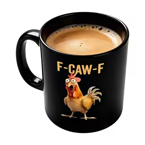 Coffee Mug Ceramic Funny F-Caw-F Chicken FCAWF Coffee Cup Mugs Farmhouse Themed Mug Animal Tea Cup C
