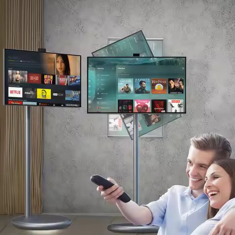 Factory 27 Inch Smart Tv With Battery Movable Digital LCD Display Android 15 Touch Screen Television