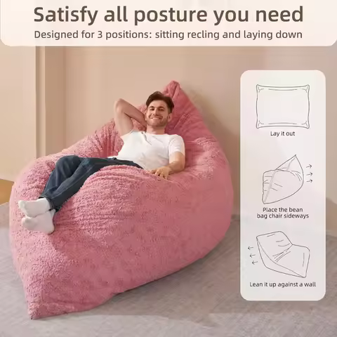 [Discounted Price!]4 in 1 Bean Bag Chair, Giant Memory Foam Filling Bean Bag Sofa, Adult Bean Bag Ch