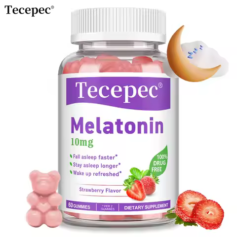 Melatonin Gummies, Sleep Support, 60 Count Strawberry-Flavored Adult Natural Sleep Gummies 10 Mg Die