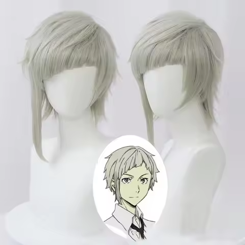 Anime Bungo Stray Dogs Male Lead Character Wig Nakajima Atsushi Role Headgear Ball Man Headwear Side