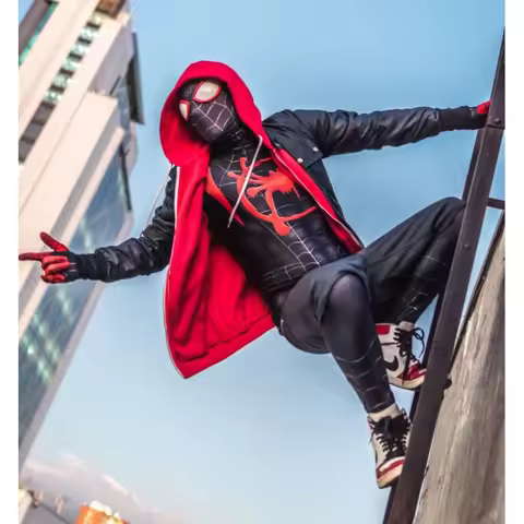 For Adult Anime Spider Man Across The Spider-Verse Cosplay Costume Miles Morales Superhero Jumpsuit
