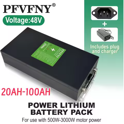 48V 18650 Rechargeable Battery Pack 20AH-100AH, 500W-3000W Motor, BMS 40AH + Charger, Fast Air Shipp
